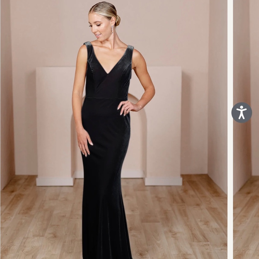Revelry Black Velvet Bridesmaid Dress